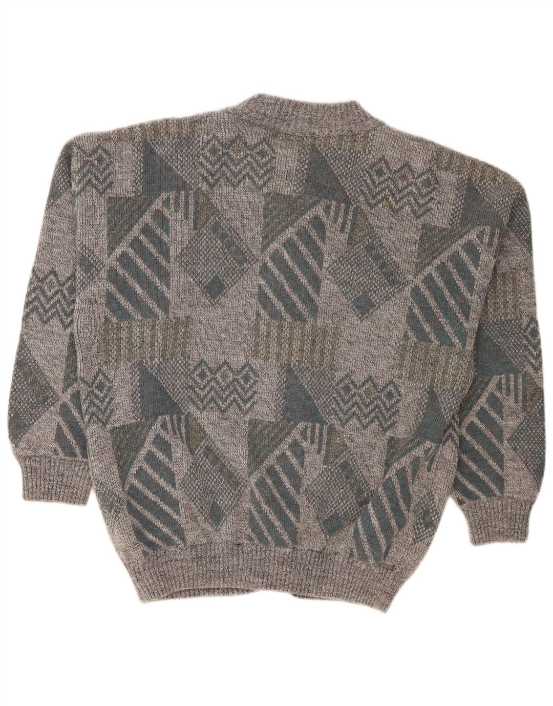 Gianni Herre Loose Fit Cardigan Sweater Medium Grå Geometrisk