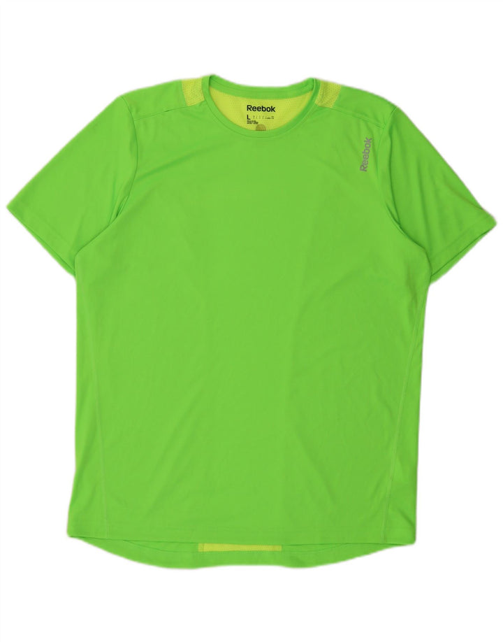 Reebok Herre T-Shirt Top Stor Grøn Colourblock Polyester
