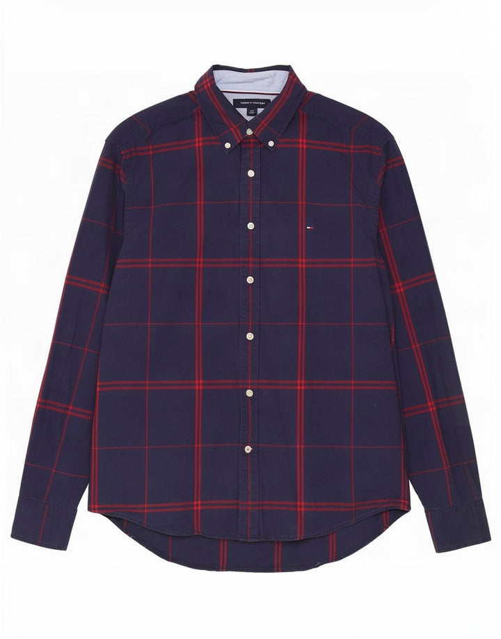 Tommy Hilfiger Herreskjorte Stor marineblå ternet bomuld