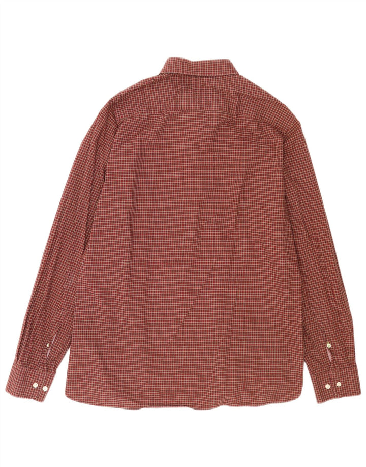 Tommy Hilfiger Herre Custom Fit Skjorte Large Bourgogne ternet bomuld