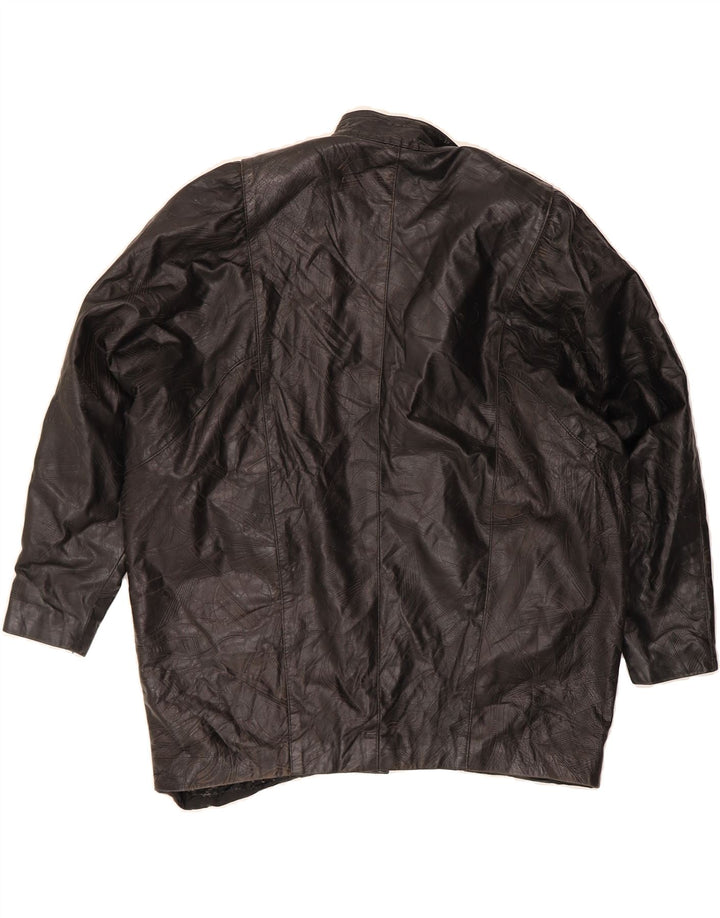 VINTAGE Womens Oversized Leather Jacket IT 44 Medium Black Vintage Vintage and Second-Hand Vintage from Messina Hembry 