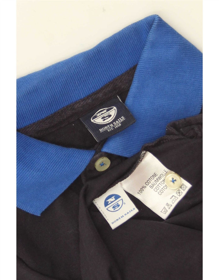 North Sails Herre Polo Shirt Small Navy Blue Colourblock Bomuld