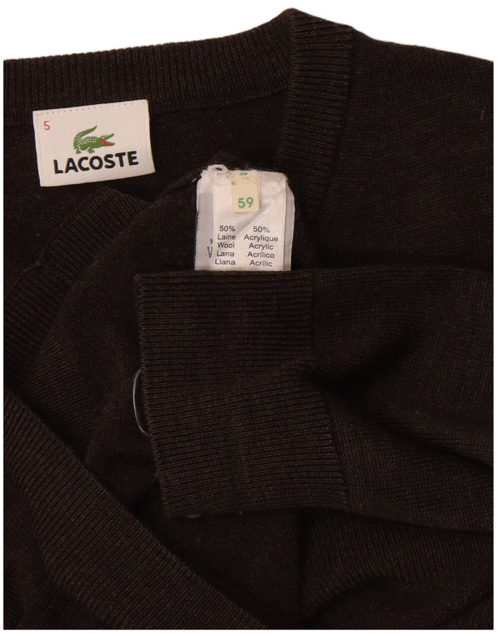 Lacoste Herre V-hals sweater str. 5 Stor brun uld