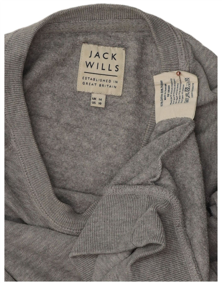 JACK WILLS Graphic Sweatshirt Jumper UK 14 Large Grå Flecked