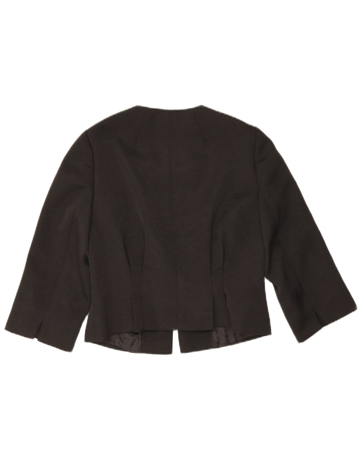 Coast Dame 3/4 ærmet Crop Blazer Jacket UK 10 Small Black Polyester