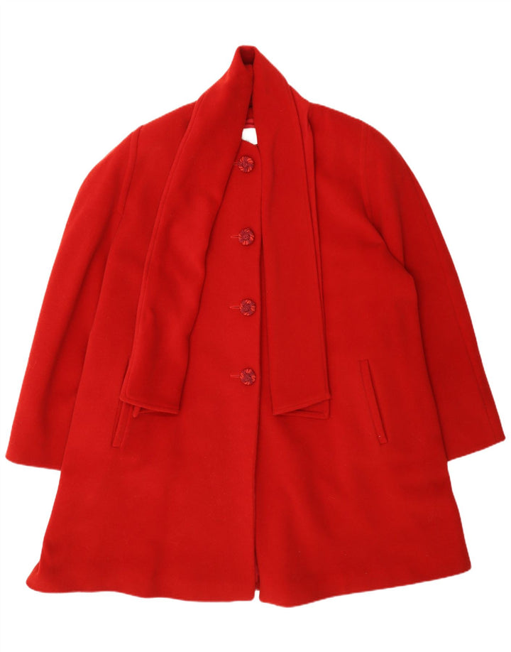 Vintage Dame Overfrakke IT 47 XL Rød Uld