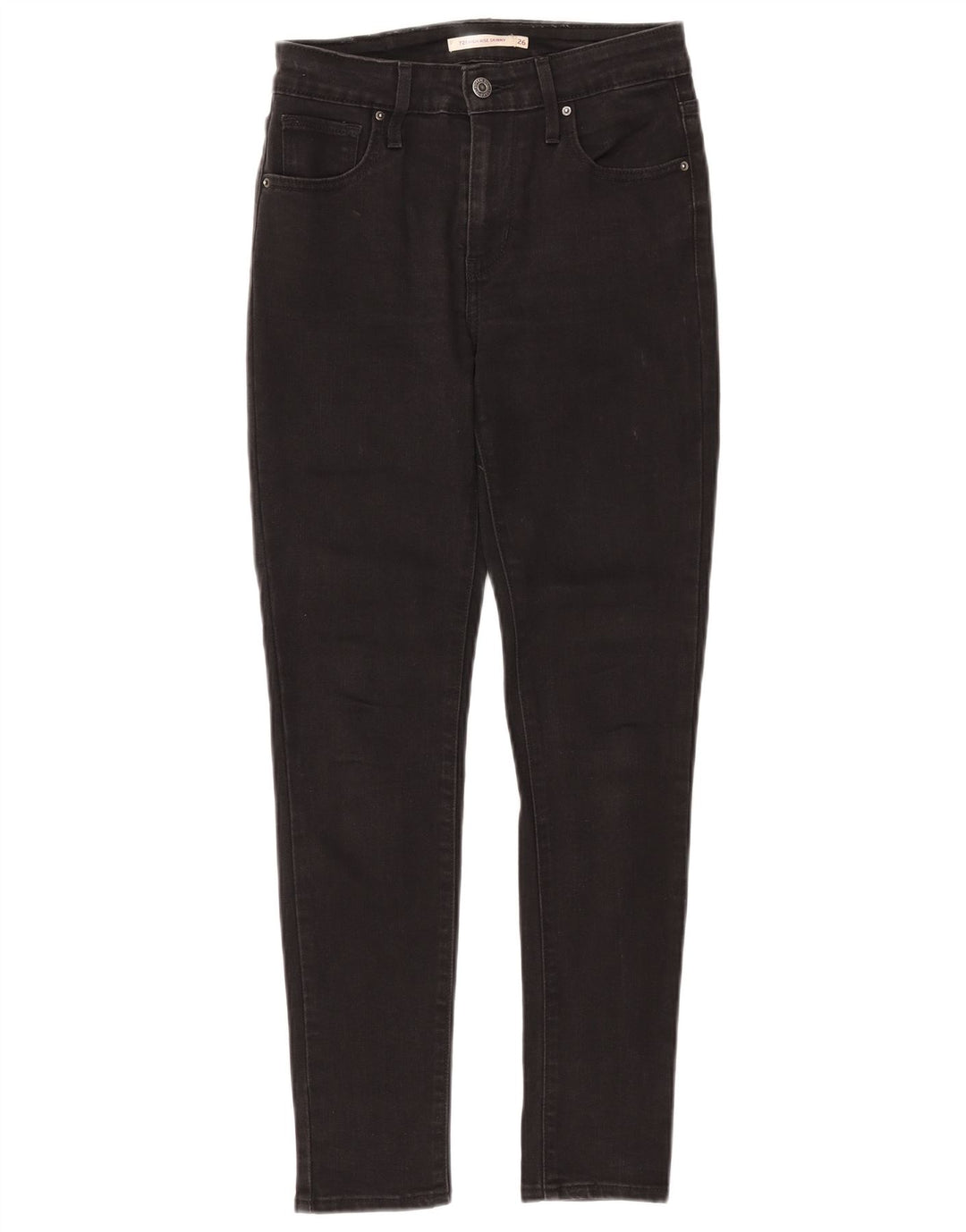 LEVI'S Dame 721 Skinny Jeans med høj talje W26 L27 sort bomuld