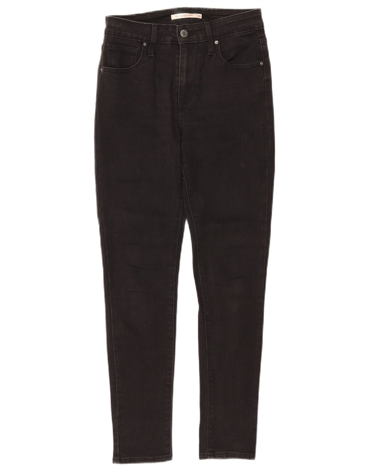 LEVI'S Dame 721 Skinny Jeans med høj talje W26 L27 sort bomuld