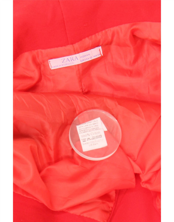 Zara Womens Open Overcoat UK 6 XS Rød Bomuld