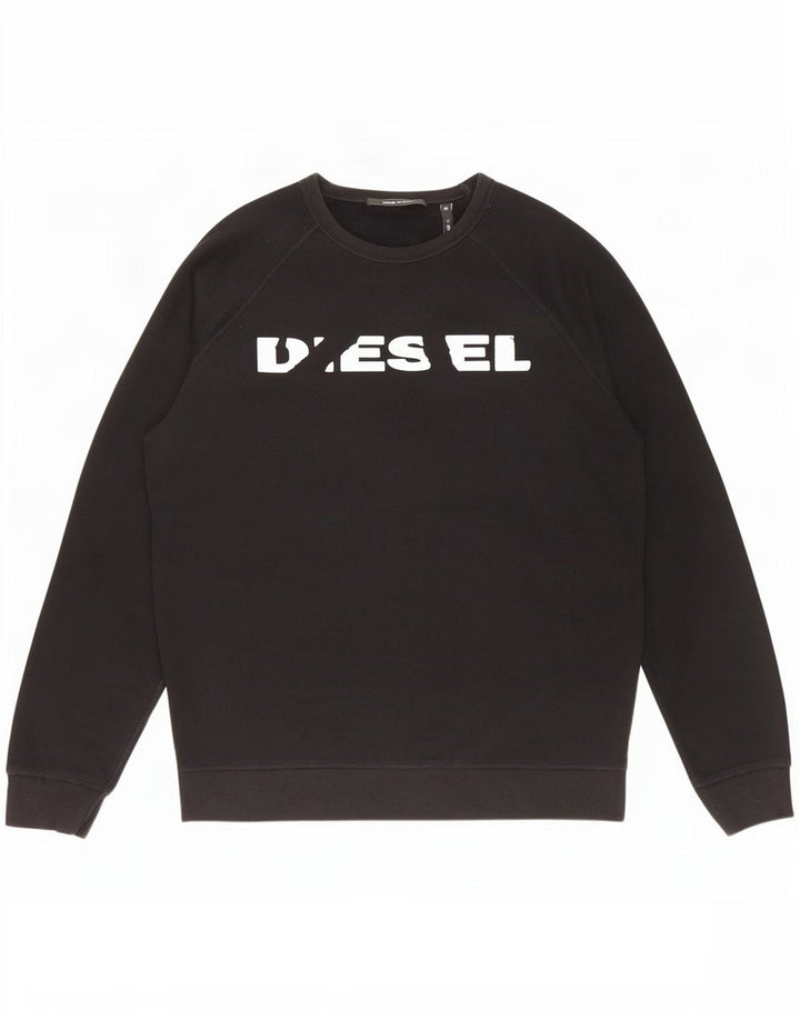 Diesel Herre Grafisk Sweatshirt Jumper Stor Sort Bomuld