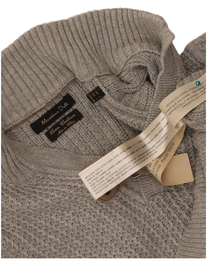 Massimo Dutti Dame Turtle Neck Jumper Sweater UK 16 Stor Grå Bomuld