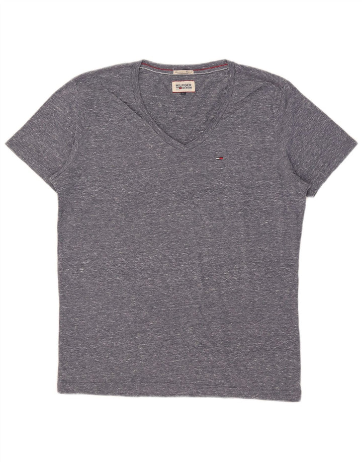 Tommy Hilfiger Dame T-Shirt Top UK 16 Large Grå Flecked Polyester