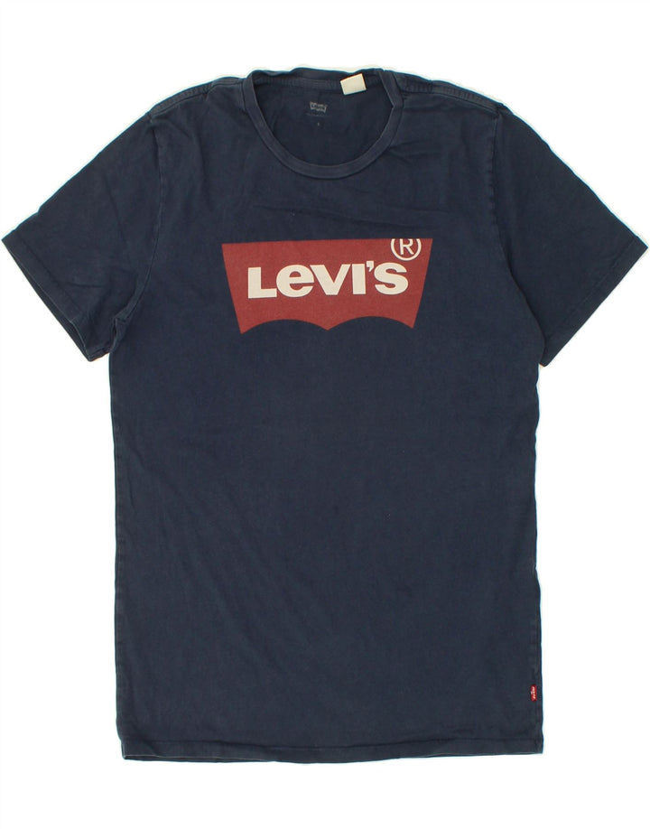 LEVI'S Mens Graphic T-Shirt Top Small Navy Blue Cotton Vintage Levi's and Second-Hand Levi's from Messina Hembry 
