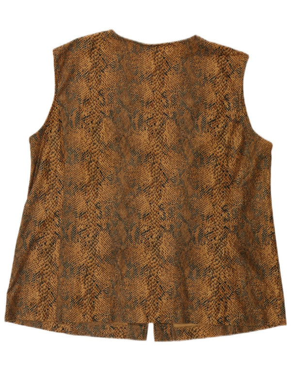 VINTAGE Womens Gilet UK 18 XL Brown Animal Print Polyester