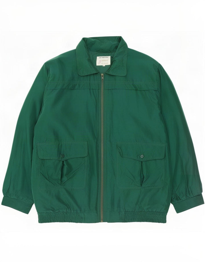 Vintage Bomberjakke til mænd UK 40 Large Green Silk
