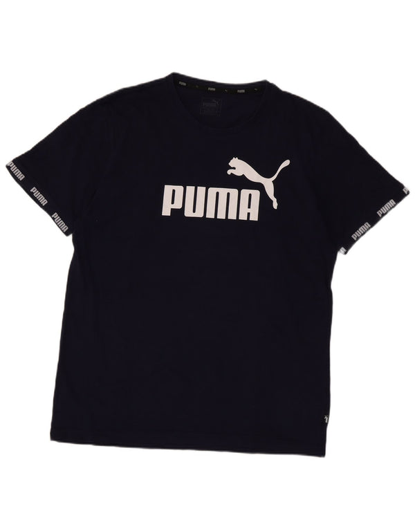 Puma Herre grafisk T-shirt Top Stor marineblå bomuld