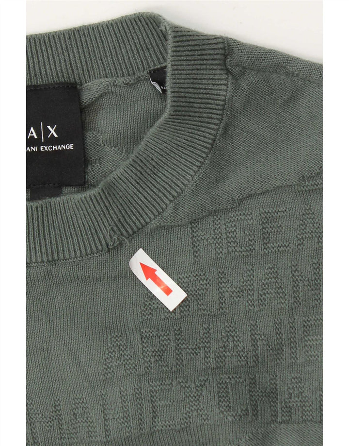 Armani Exchange Herre trøje med rund hals, lille grøn bomuld
