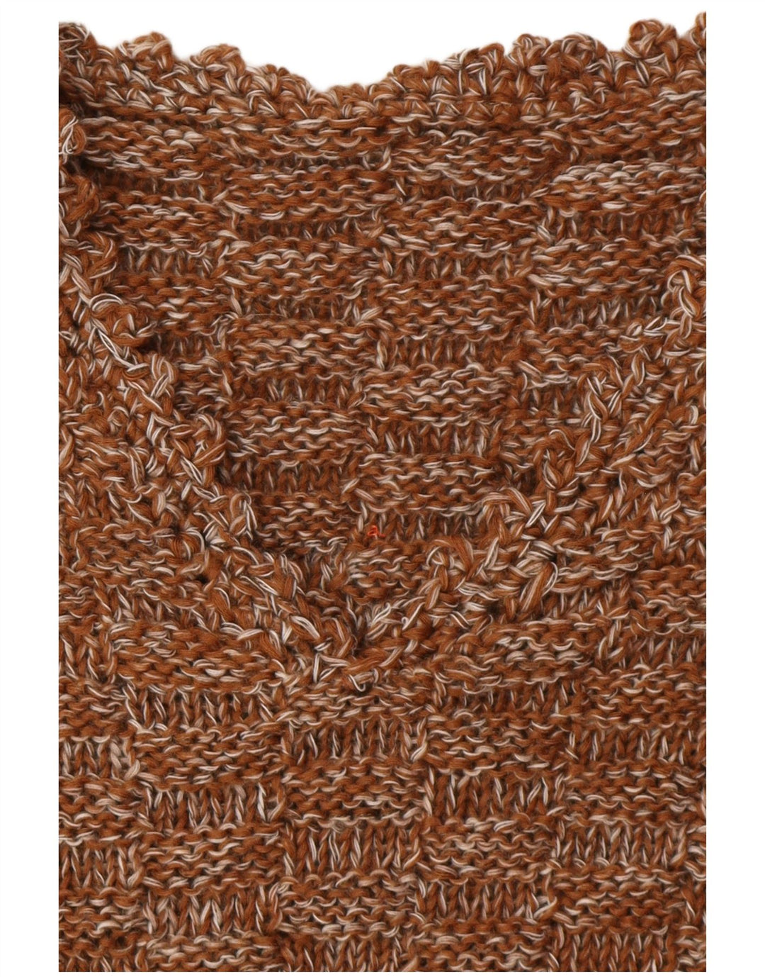 VINTAGE Dame V-hals sweater UK 16 Stor Brun Flecked