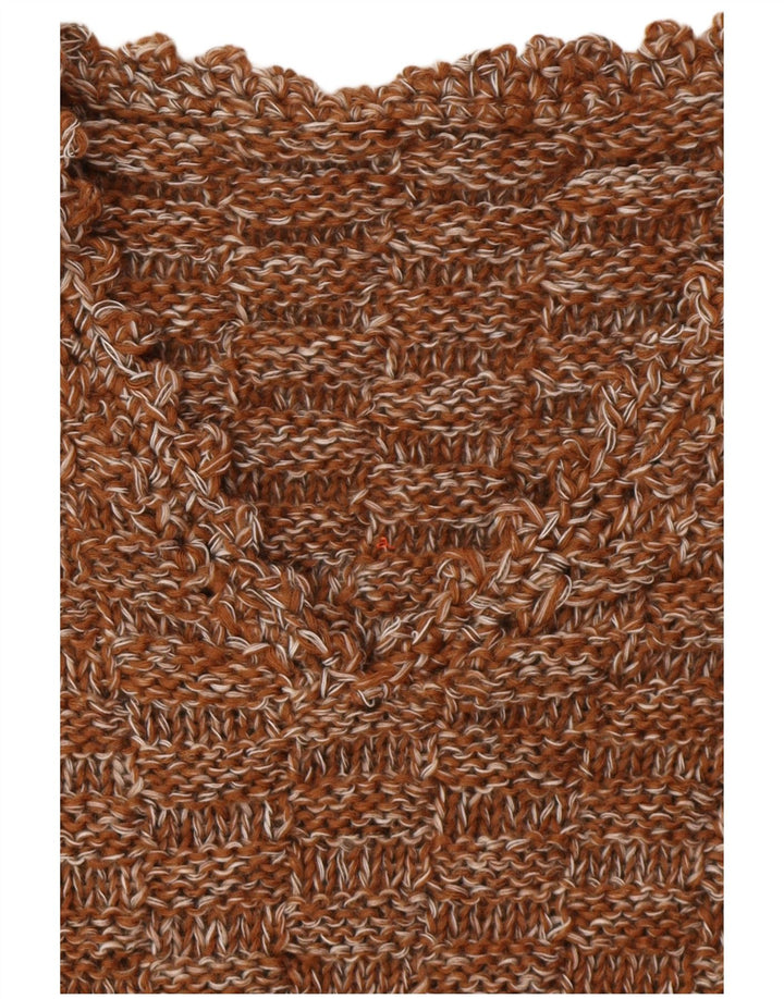 VINTAGE Dame V-hals sweater UK 16 Stor Brun Flecked