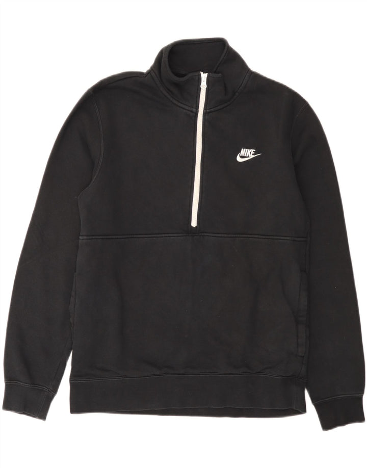 Nike Sweatshirt med lynlås til mænd mellem sort bomuld