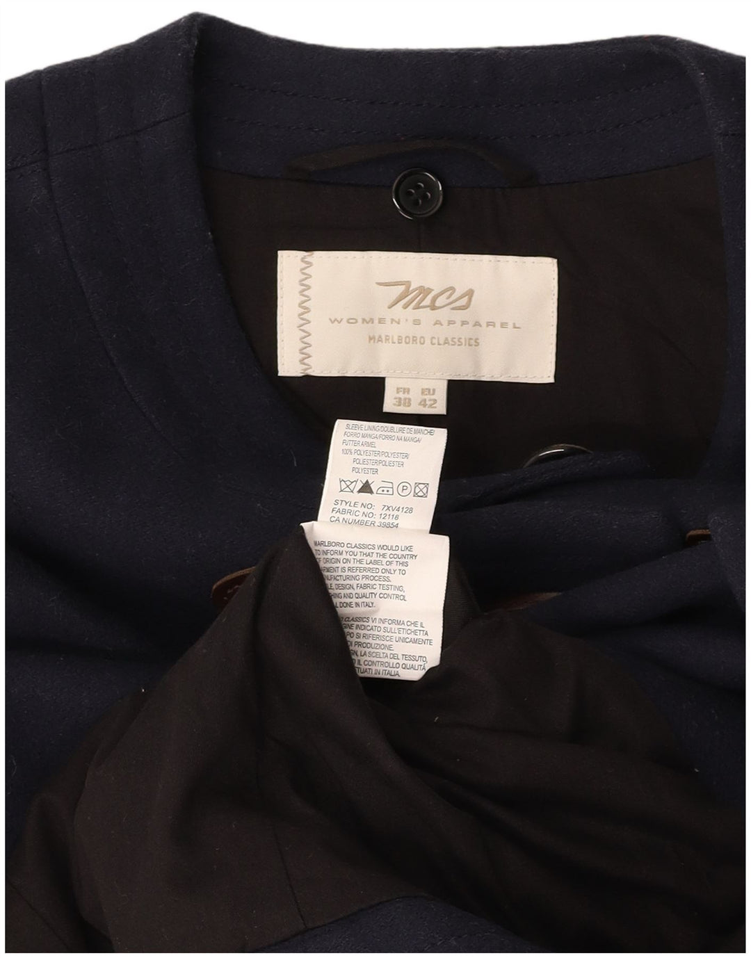 MARLBORO CLASSICS Dame Duffle Coat EU 42 Large Navy Blue Polyester