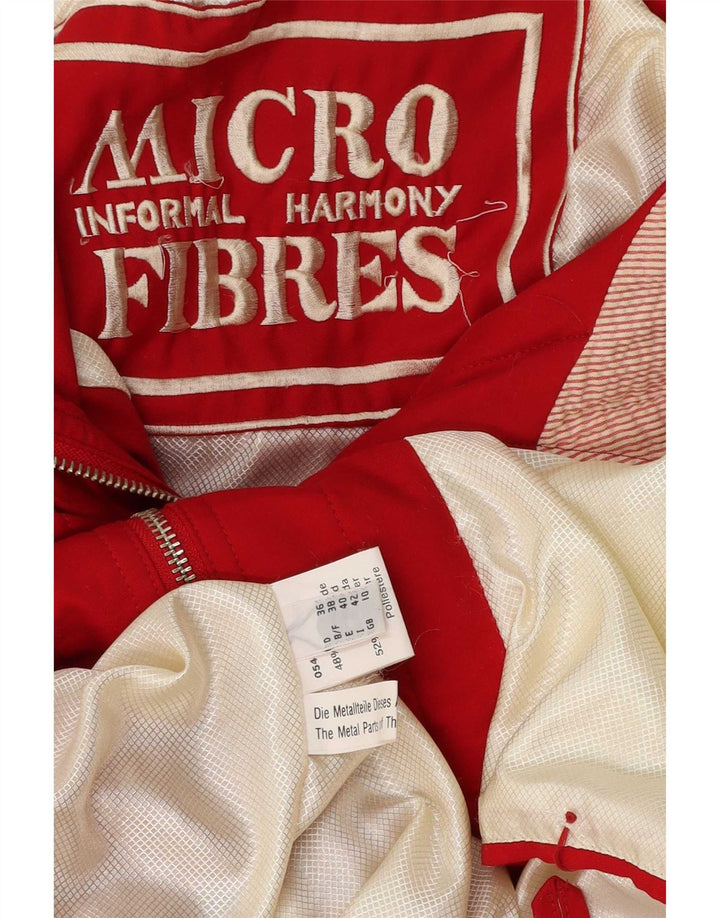 Vintage hættejakke til kvinder oversize parka jakke UK 10 Lille rød polyester