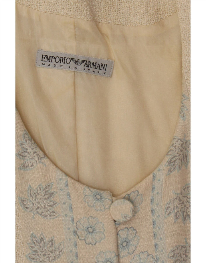 EMPORIO ARMANI Dame 3-knaps blazerjakke UK 10 Small Beige Floral