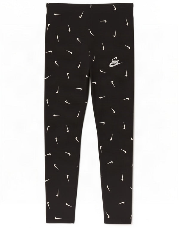 Nike Girls Tight Fit Graphic Leggings 13-14 Years XL Black Cotton
