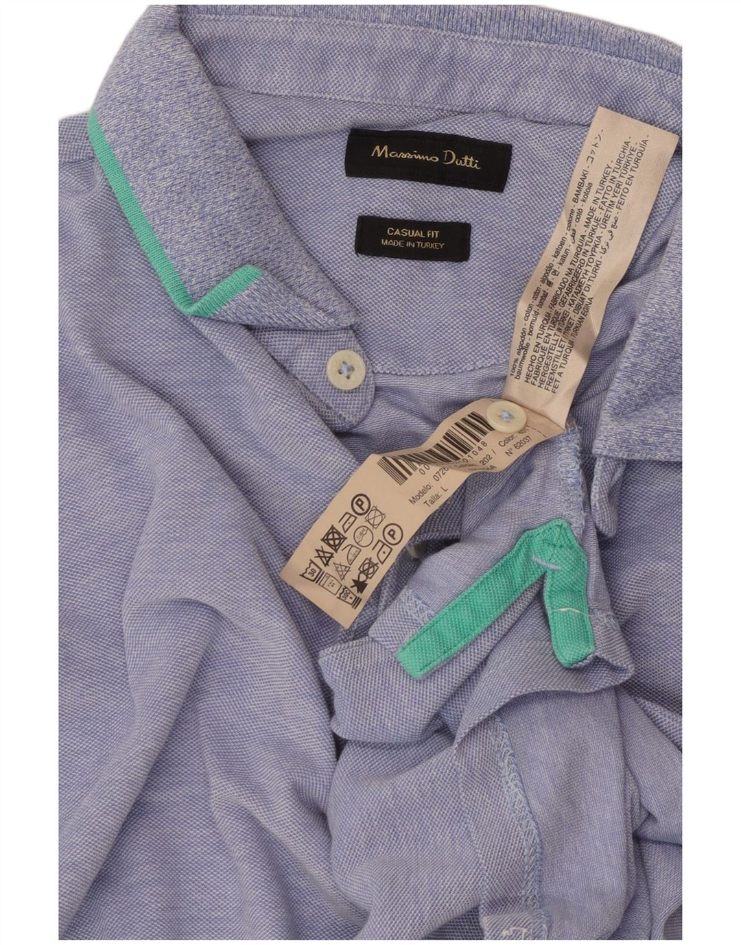 Massimo Dutti Herre Casual Fit Polo Shirt Stor Blå Bomuld