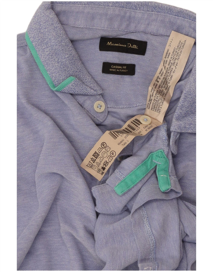 Massimo Dutti Herre Casual Fit Polo Shirt Stor Blå Bomuld