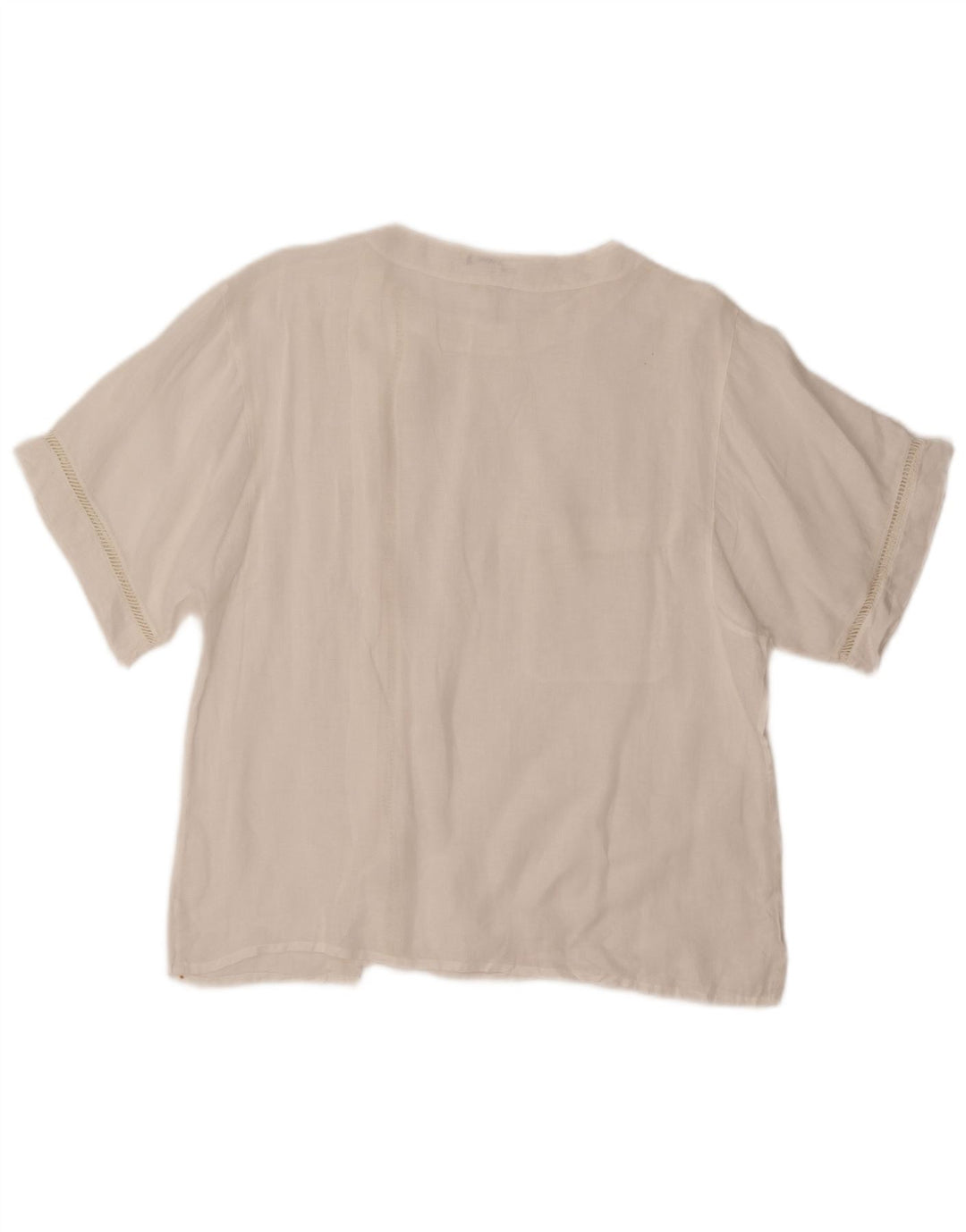 VINTAGE Kortærmet skjortebluse til kvinder IT 48 XL Hvid