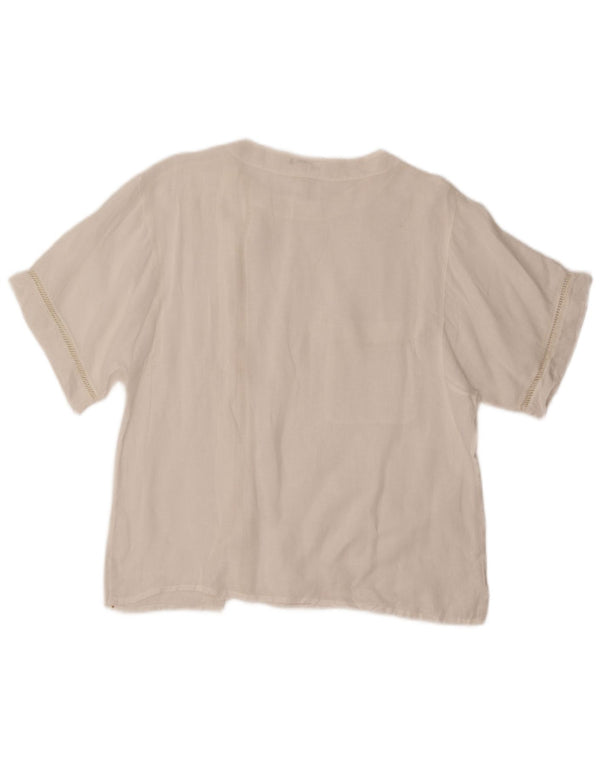 VINTAGE Kortærmet skjortebluse til kvinder IT 48 XL Hvid