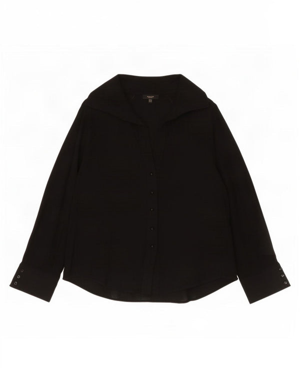 Massimo Dutti Dame Oversized skjortebluse UK 6 XS Sort Viscose