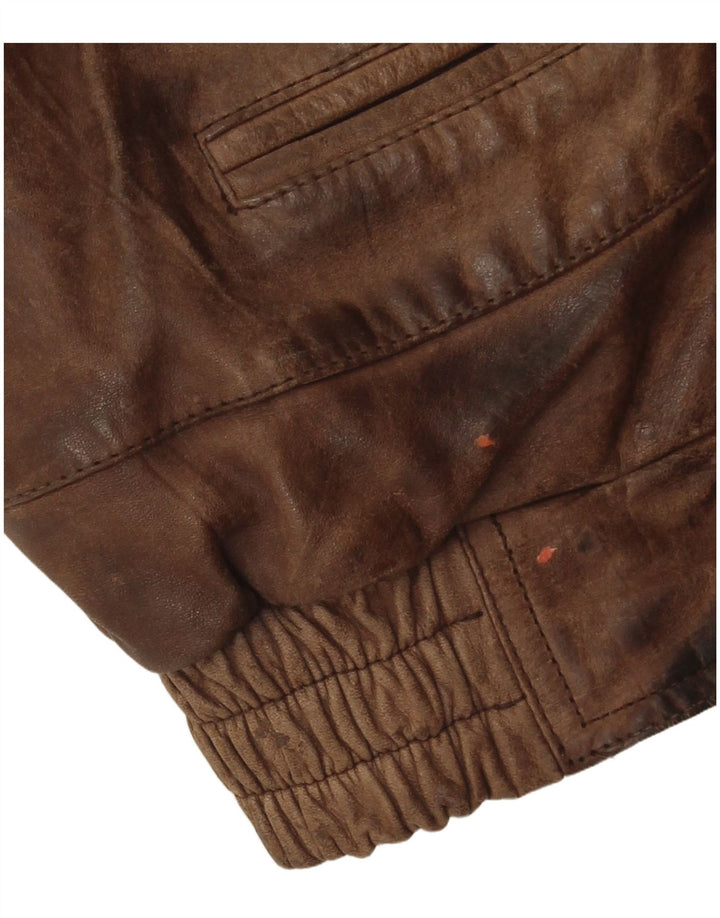 Vintage Herre Læder Gilet IT 50 Stor Brun Læder