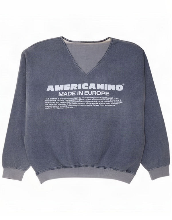 Americanino Dame Grafisk Oversized Sweatshirt Jumper UK 16 Large Blue