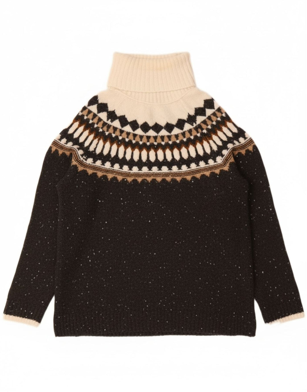 Marks & Spencer Dame Rullehals sweater UK 10 Small Grey Fair Isle