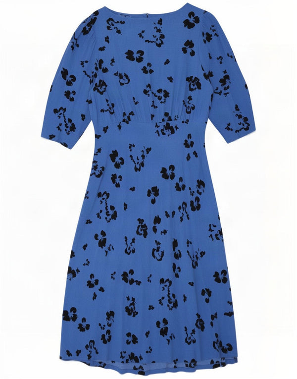 Marks & Spencer Empire-kjole med 1/2 ærmer til kvinder, UK 14 Medium Blue Floral
