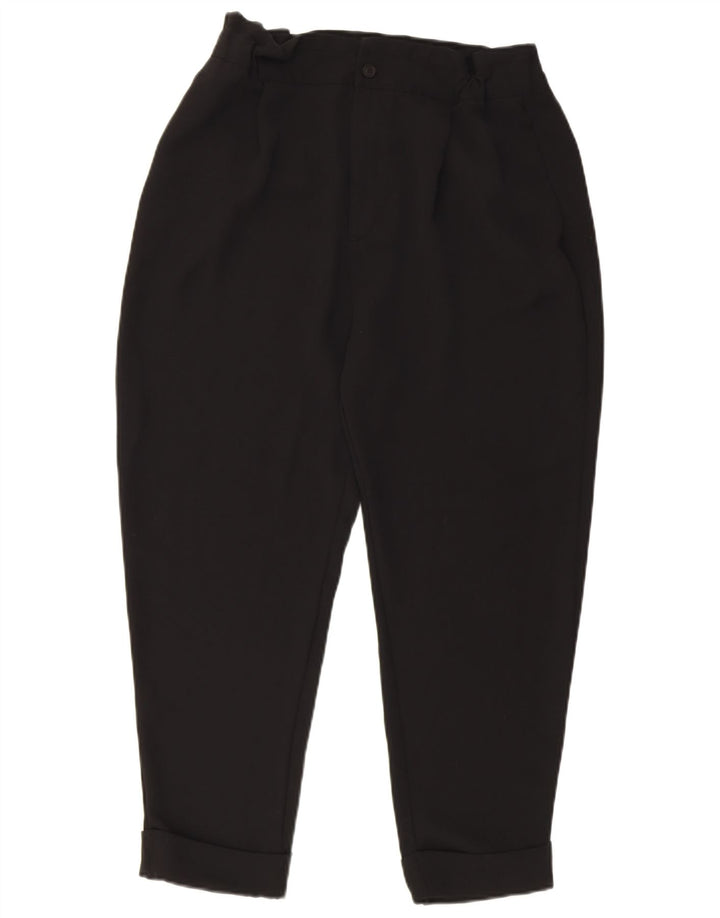 Zara Womens Pegged Cropped Trousers EU 40 Medium W30 L25 Black Polyester