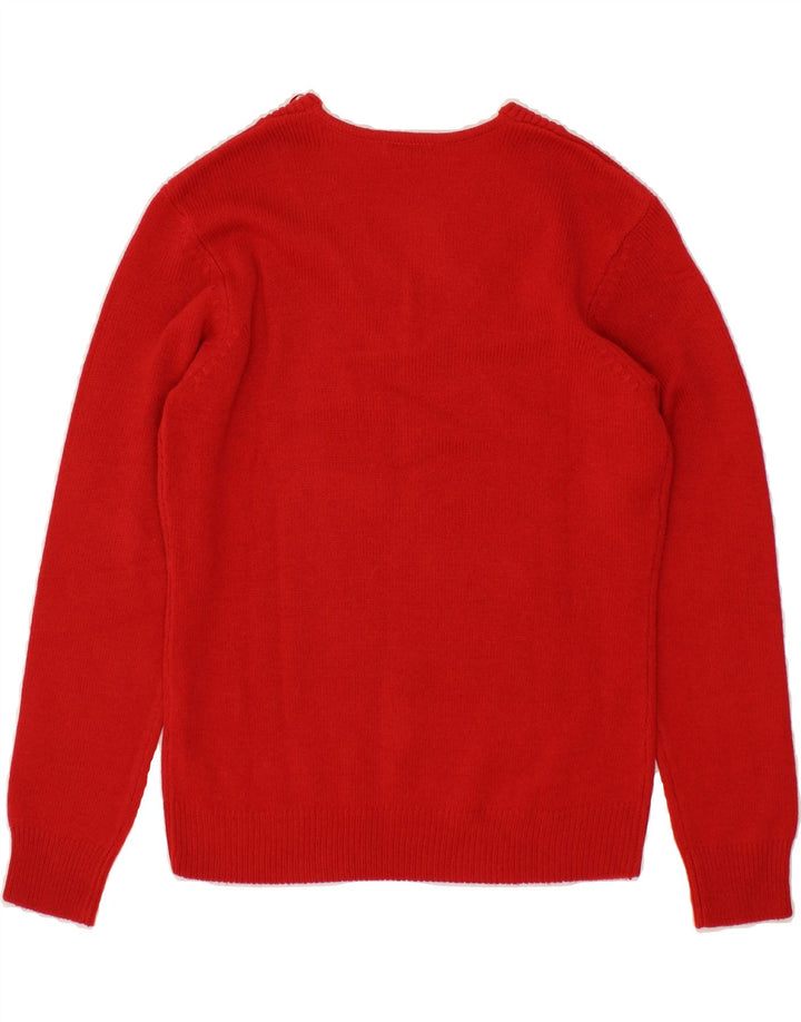 DAMART Womens V-Neck Jumper Sweater UK 10/12 Medium Red Acrylic Vintage Damart and Second-Hand Damart from Messina Hembry 