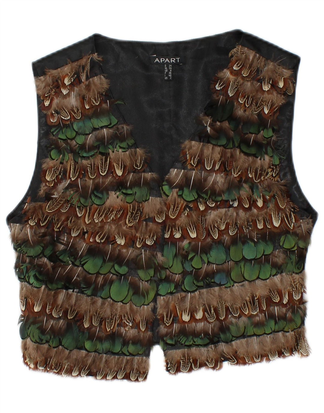 APART Damevest UK 8 Lille sortstribet polyester