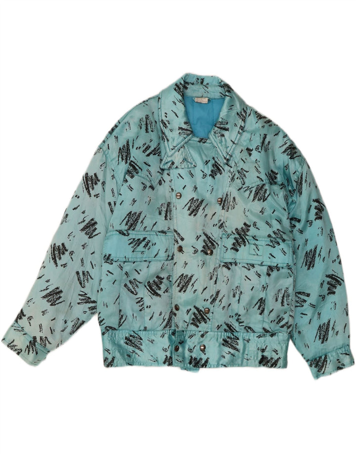 Vintage Herre abstrakt mønster Windbreaker Jacket UK 36 Small Blue