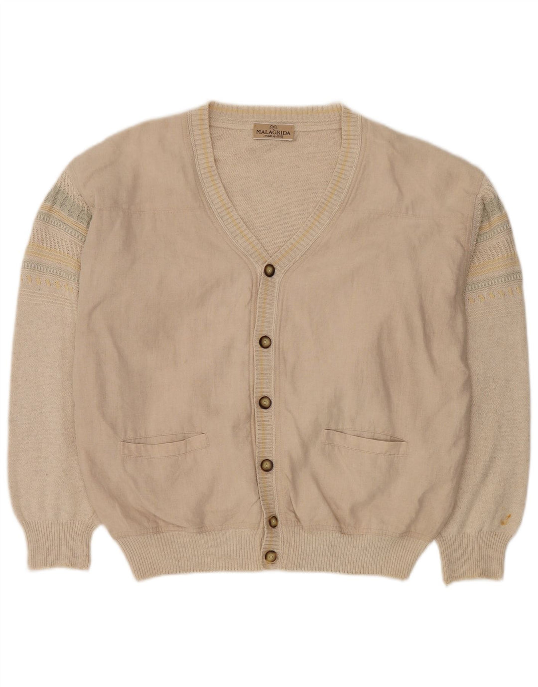 Malagrida Herre Cardigan Sweater Stor Beige Viscose