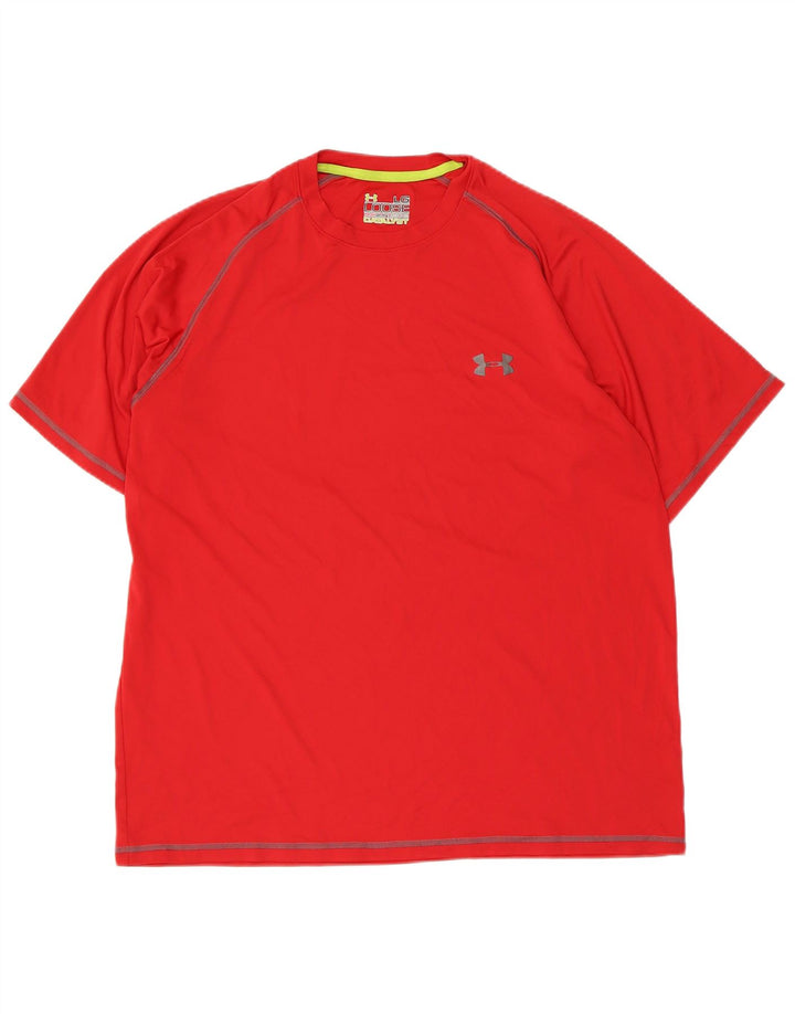 UNDER ARMOUR Herre Heat Gear T-Shirt Top Stor Rød Polyester