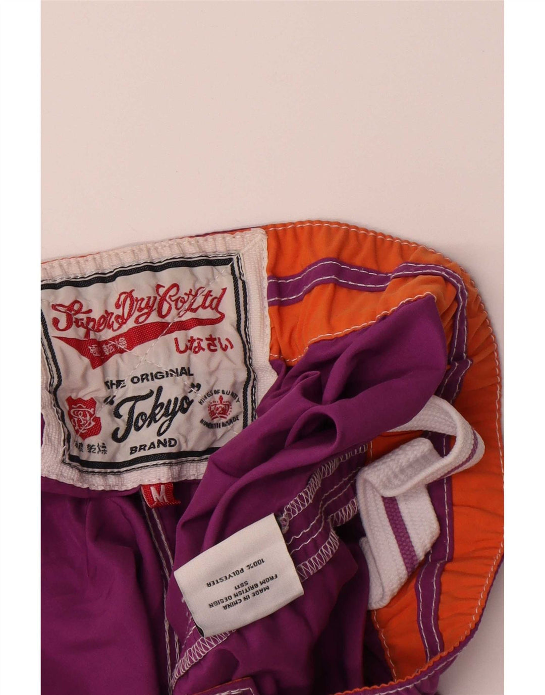 Superdry grafiske svømmeshorts til kvinder UK 12 medium lilla polyester