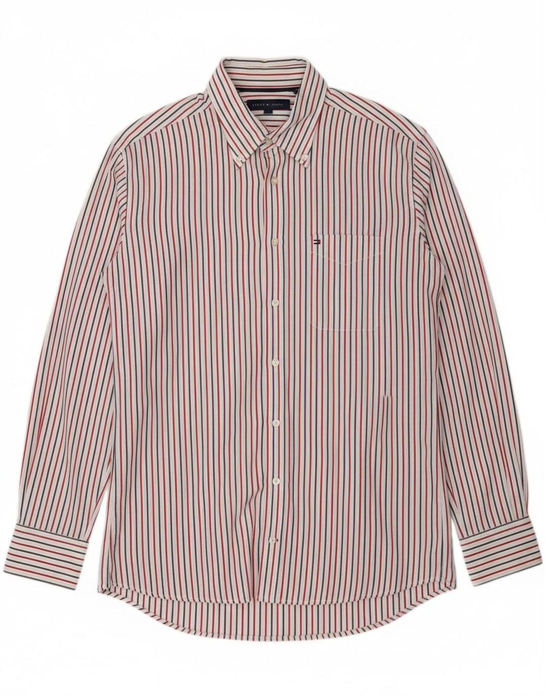 TOMMY HILFIGER Mens Shirt Medium Multicoloured Striped Cotton Vintage Tommy Hilfiger and Second-Hand Tommy Hilfiger from Messina Hembry 