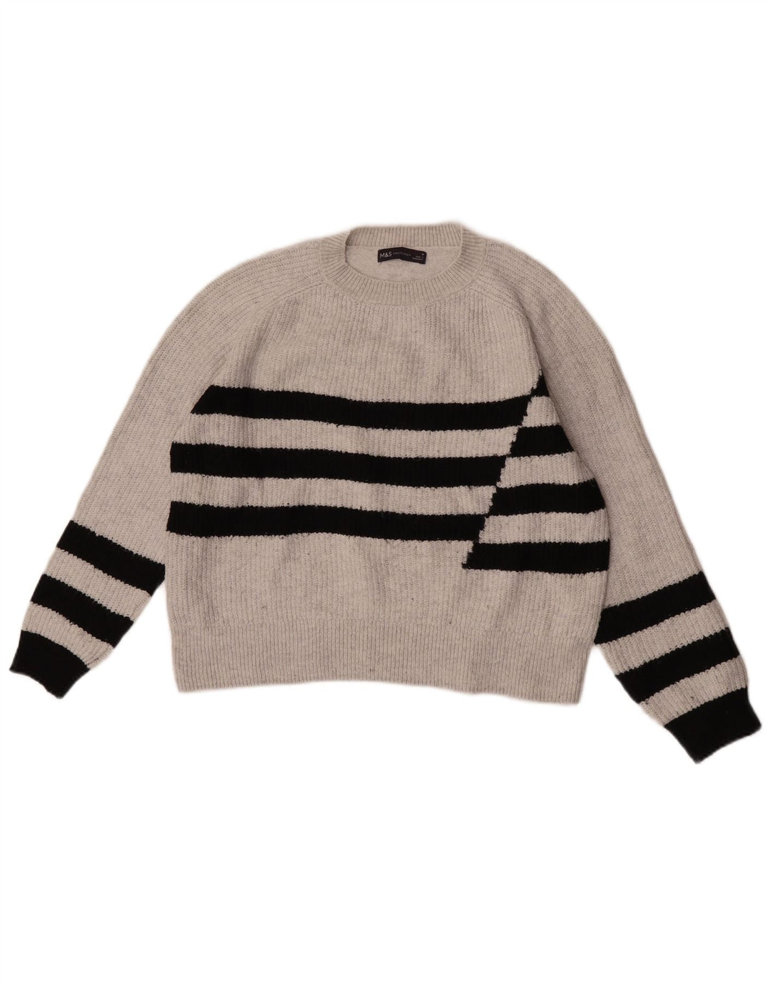 Marks & Spencer Dame sweater med rund hals DK 14 Mellem grå stribet