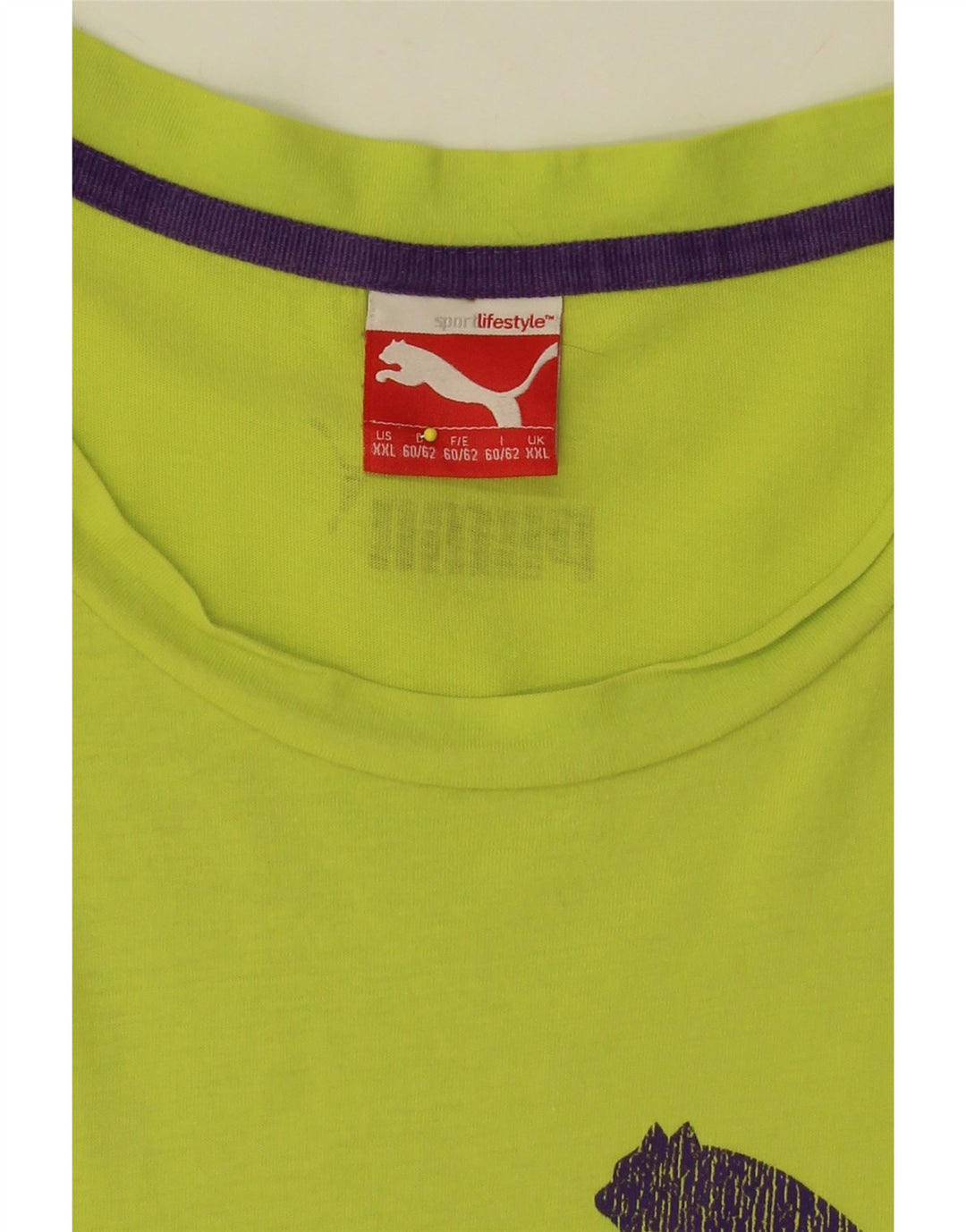 PUMA Mens Graphic T-Shirt Top 2XL Green Vintage Puma and Second-Hand Puma from Messina Hembry 