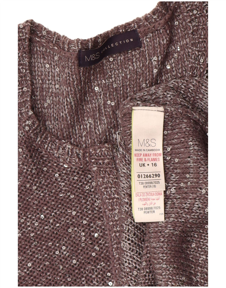 Marks & Spencer Dame Cardigan Sweater UK 16 Large Grey Flecked Polyester