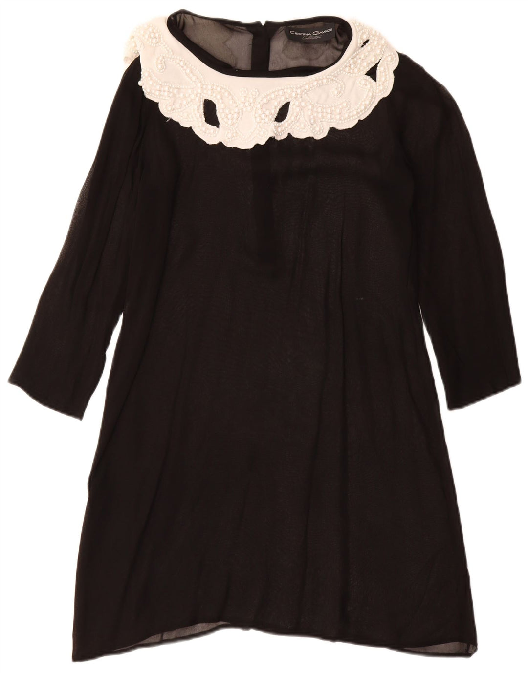 CRISTINA GAVIOLI Dame Se Through A-Line Kjole UK 10 Small Black