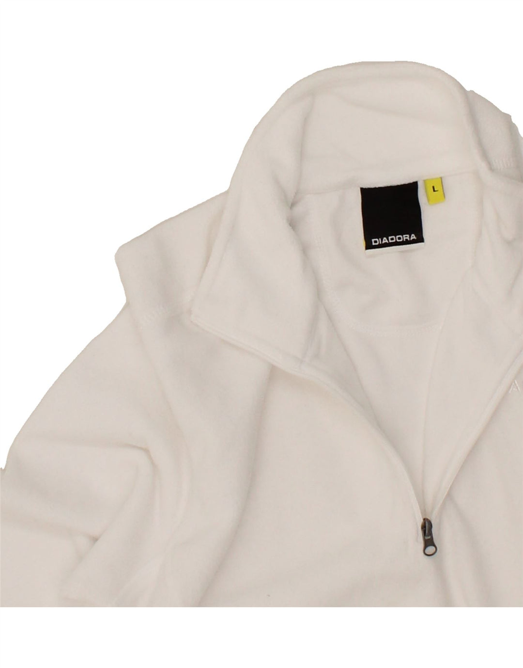 DIADORA Womens Zip Neck Fleece Jumper UK 16 Large White Polyester Vintage Diadora and Second-Hand Diadora from Messina Hembry 